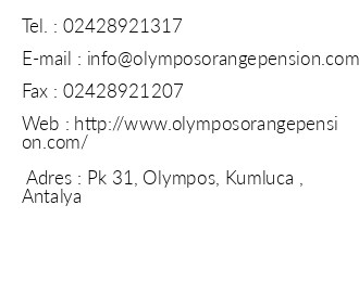 Olympos Orange Pension iletiim bilgileri